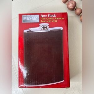 Brand New-Maxam 8oz Stainless Steel Flask with Black Wrap